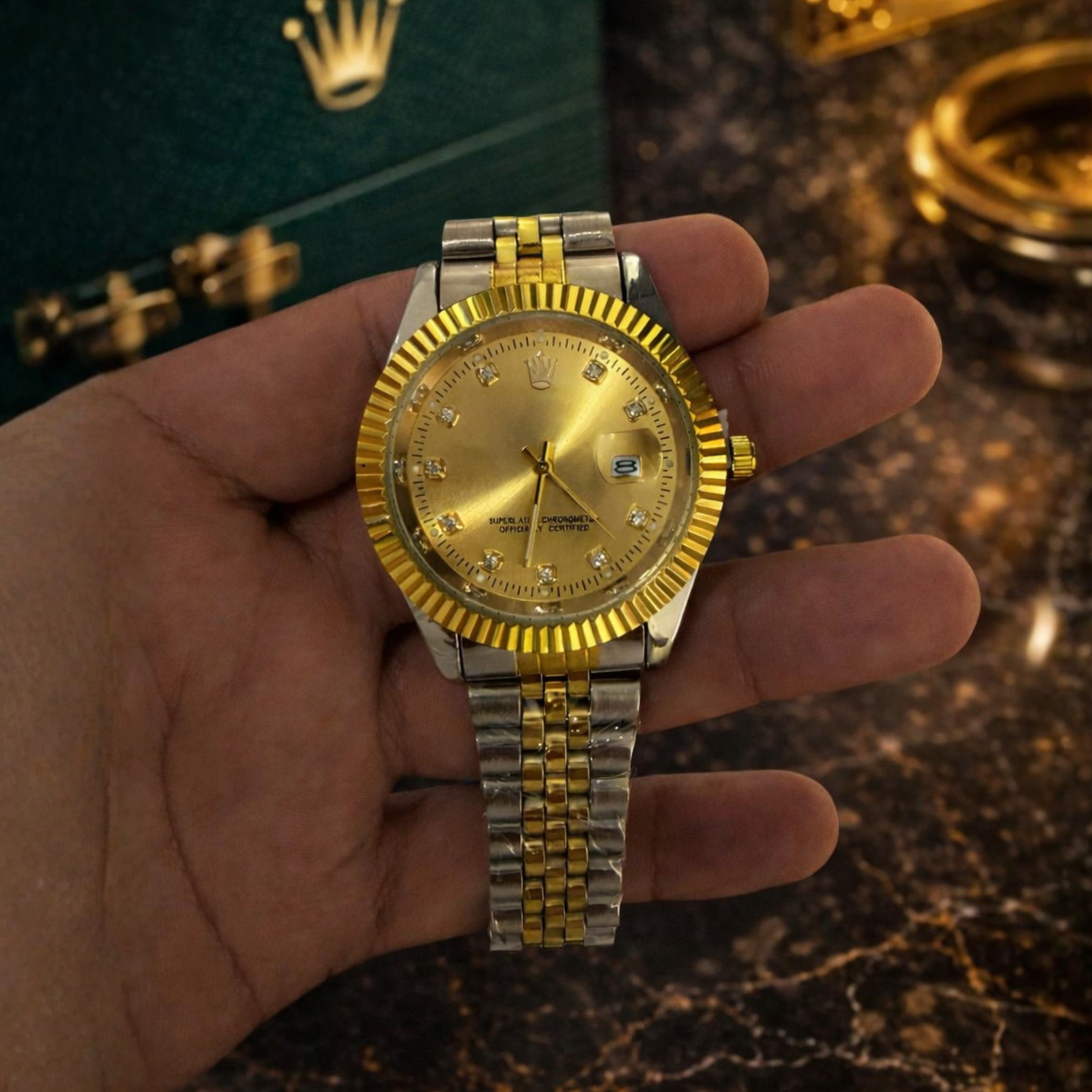 Reloj Bicolor Diamond Fluted – Hombre